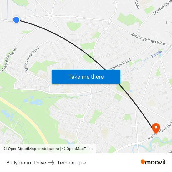 Ballymount Drive to Templeogue map