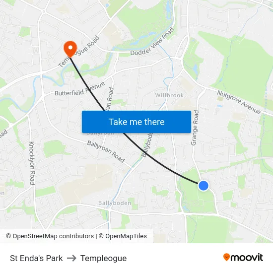 St Enda's Park to Templeogue map