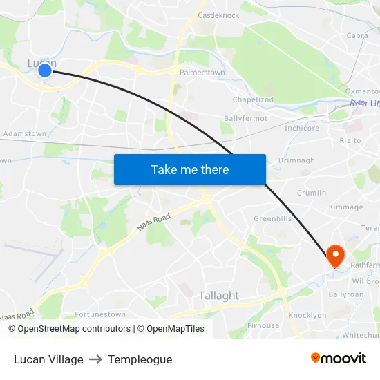 Lucan Village to Templeogue map