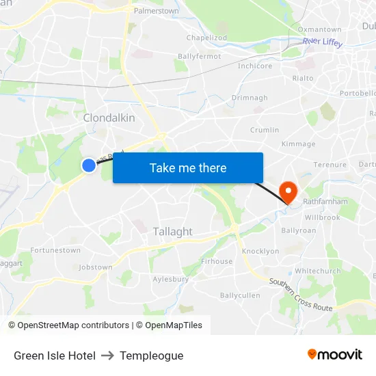 Green Isle Hotel to Templeogue map