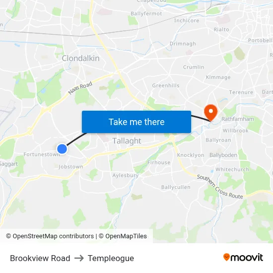 Brookview Road to Templeogue map