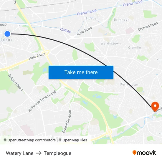 Watery Lane to Templeogue map
