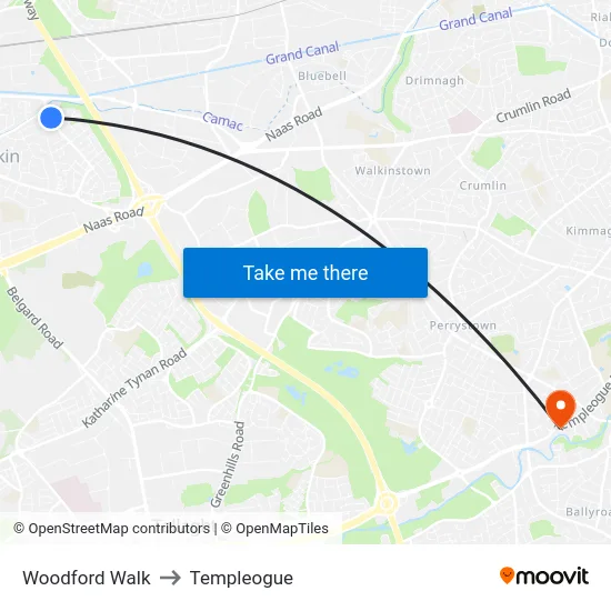 Woodford Walk to Templeogue map