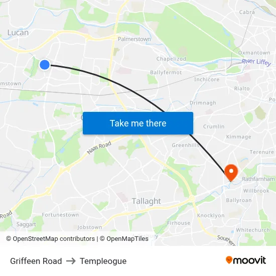 Griffeen Road to Templeogue map