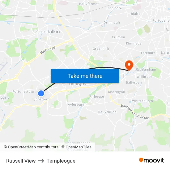 Russell View to Templeogue map