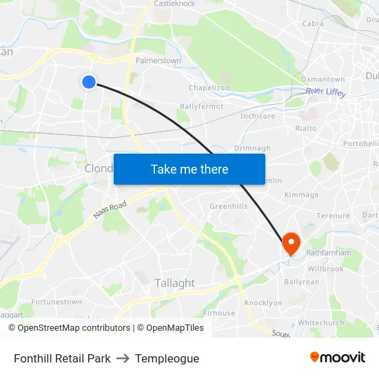 Fonthill Retail Park to Templeogue map