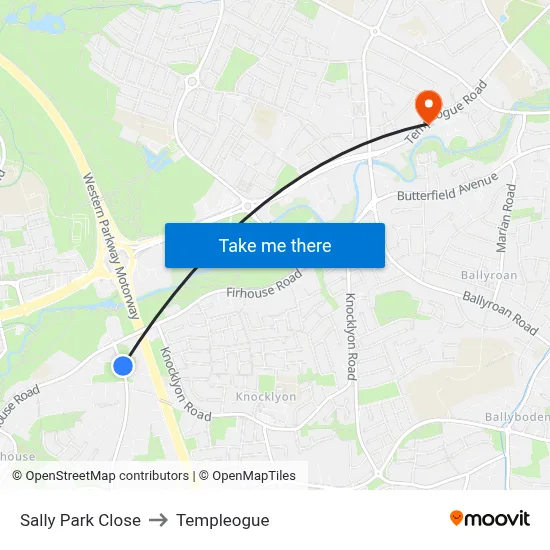Sally Park Close to Templeogue map