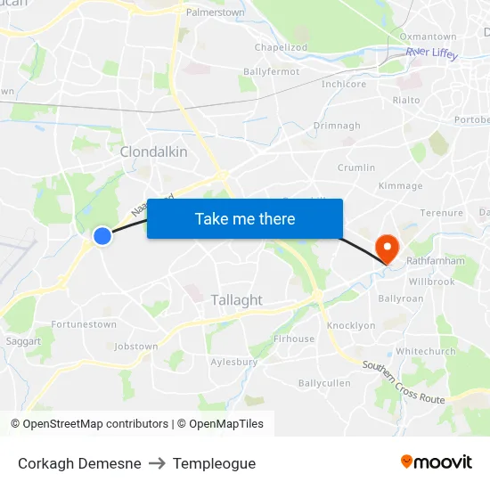 Corkagh Demesne to Templeogue map