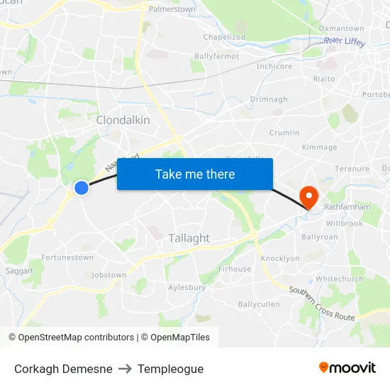 Corkagh Demesne to Templeogue map