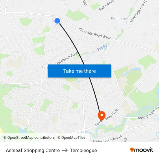 Ashleaf Shopping Centre to Templeogue map