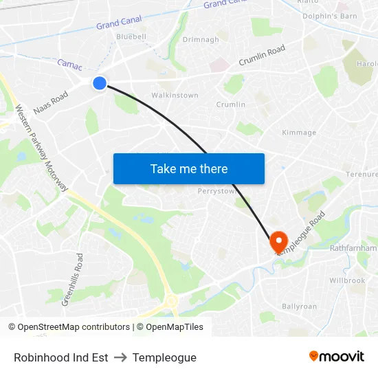 Robinhood Ind Est to Templeogue map