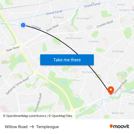 Willow Road to Templeogue map