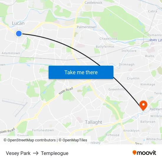 Vesey Park to Templeogue map