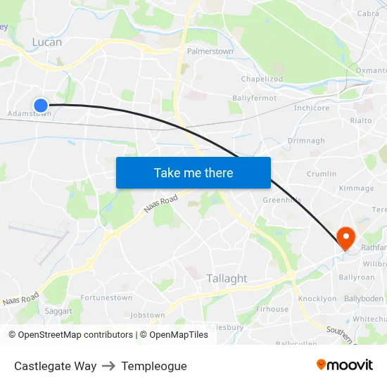 Castlegate Way to Templeogue map