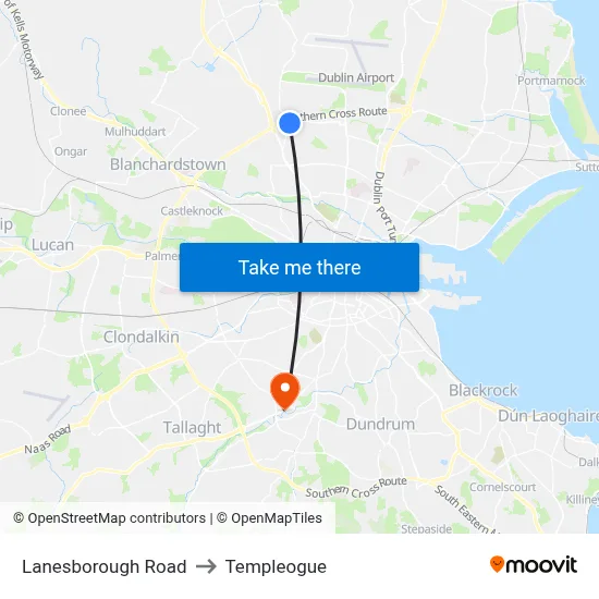 Lanesborough Road to Templeogue map