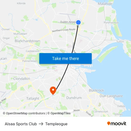 Alsaa Sports Club to Templeogue map
