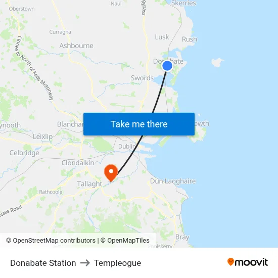Donabate Station to Templeogue map