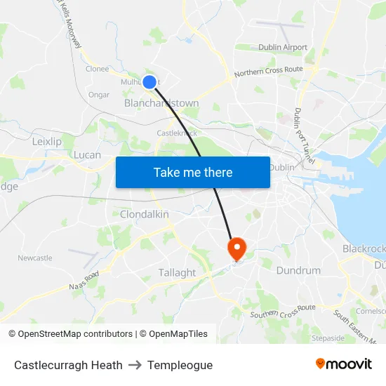 Castlecurragh Heath to Templeogue map