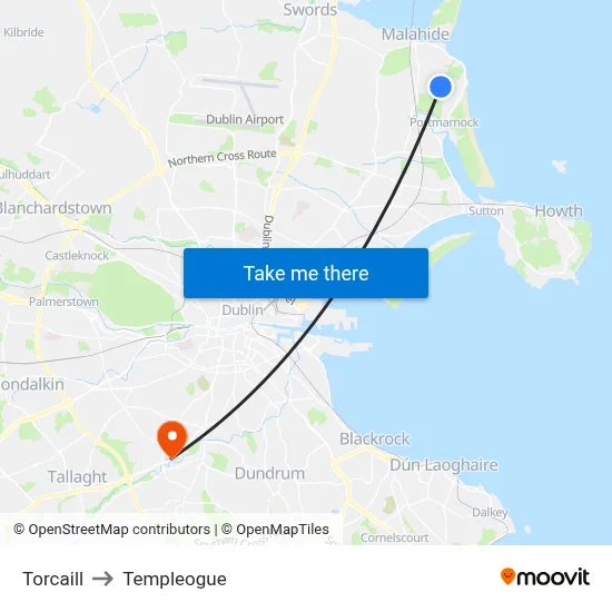 Torcaill to Templeogue map