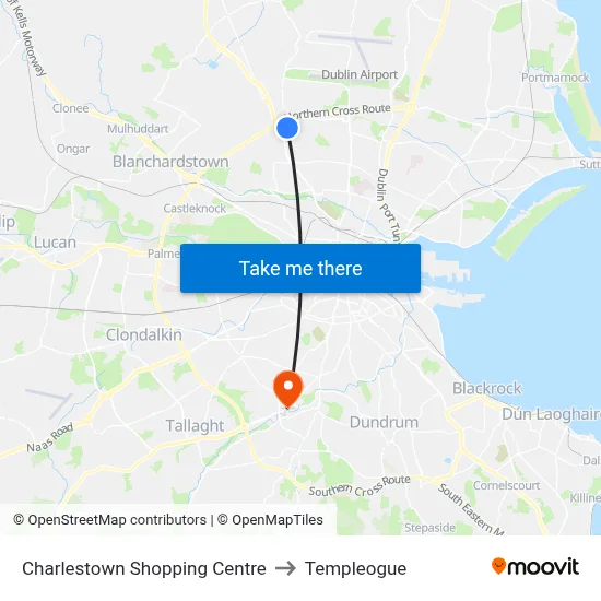 Charlestown Shopping Centre to Templeogue map