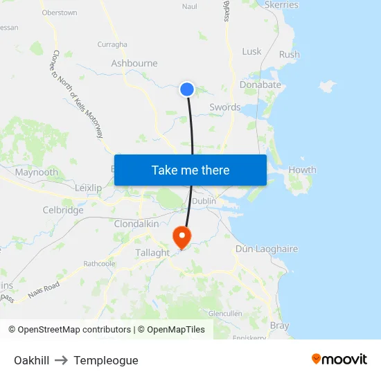 Oakhill to Templeogue map