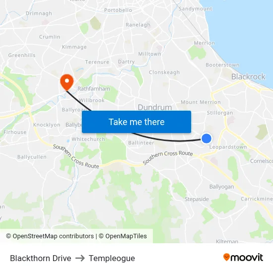 Blackthorn Drive to Templeogue map