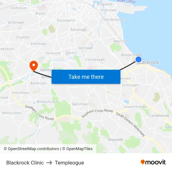 Blackrock Clinic to Templeogue map