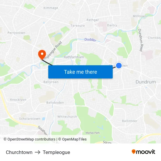 Churchtown to Templeogue map
