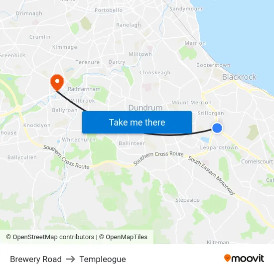 Brewery Road to Templeogue map