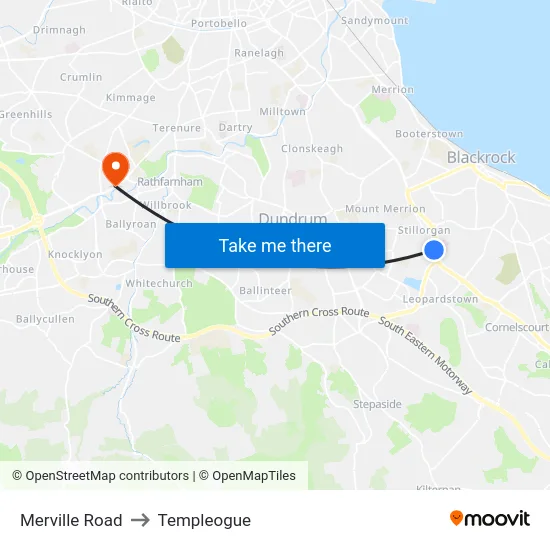 Merville Road to Templeogue map