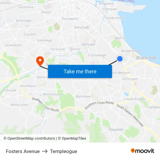 Fosters Avenue to Templeogue map