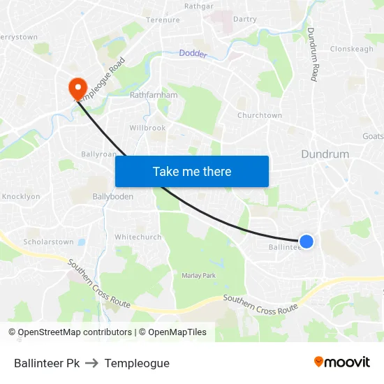 Ballinteer Pk to Templeogue map