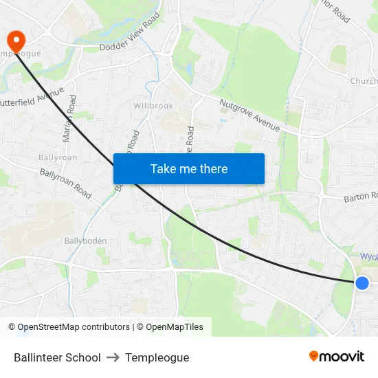Ballinteer School to Templeogue map