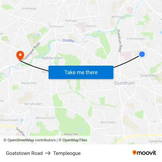 Goatstown Road to Templeogue map