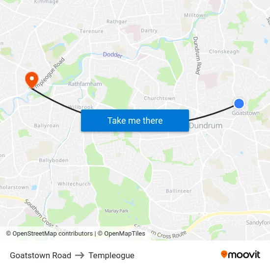 Goatstown Road to Templeogue map