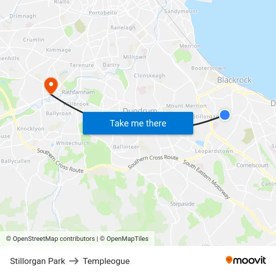 Stillorgan Park to Templeogue map