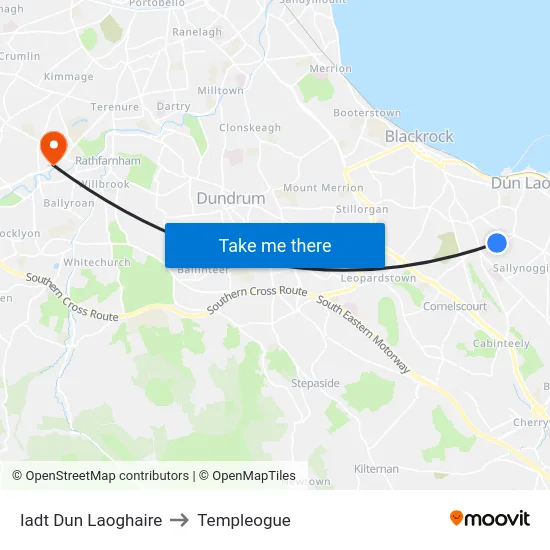 Iadt Dun Laoghaire to Templeogue map