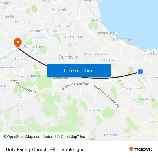 Holy Family Church to Templeogue map