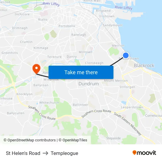 St Helen's Road to Templeogue map
