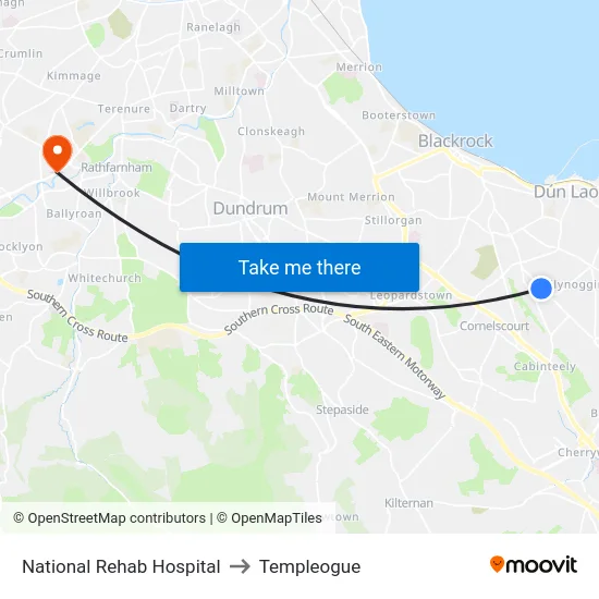 National Rehab Hospital to Templeogue map