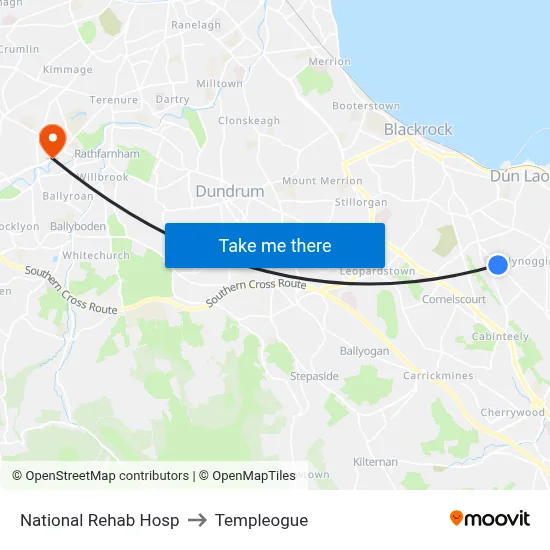 National Rehab Hosp to Templeogue map