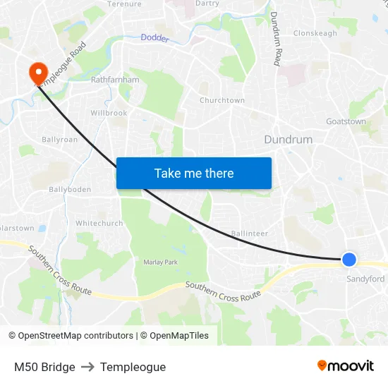 M50 Bridge to Templeogue map