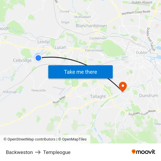 Backweston to Templeogue map