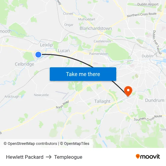 Hewlett Packard to Templeogue map