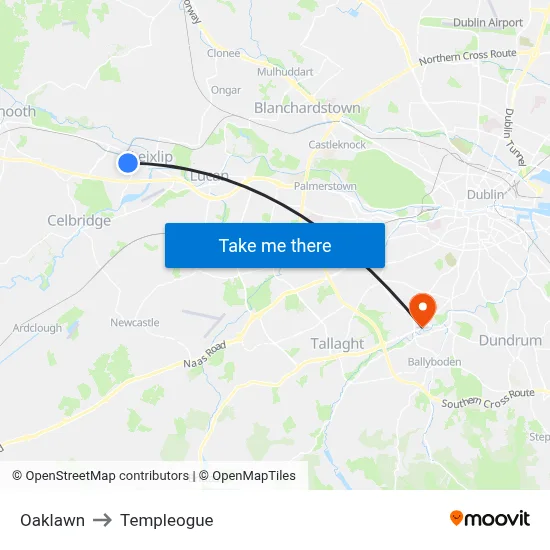 Oaklawn to Templeogue map