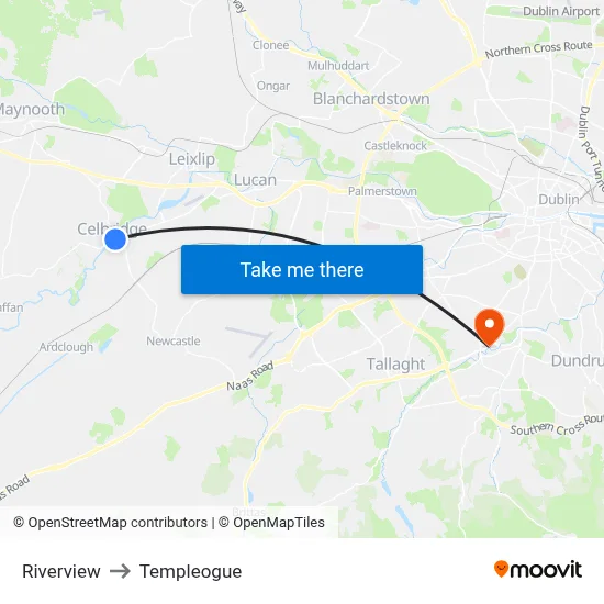Riverview to Templeogue map