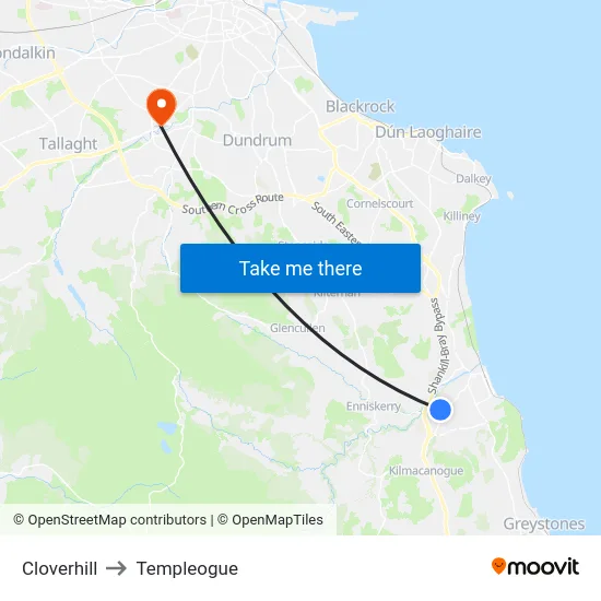 Cloverhill to Templeogue map