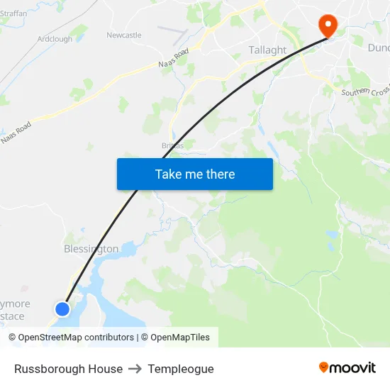 Russborough House to Templeogue map