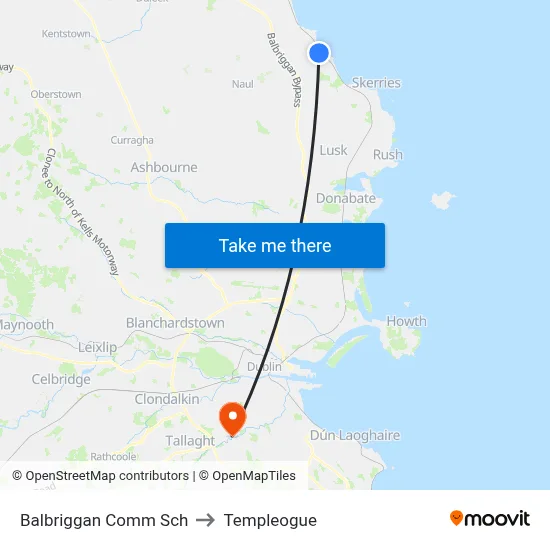 Balbriggan Comm Sch to Templeogue map