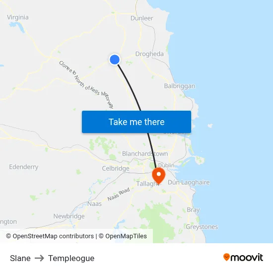 Slane to Templeogue map